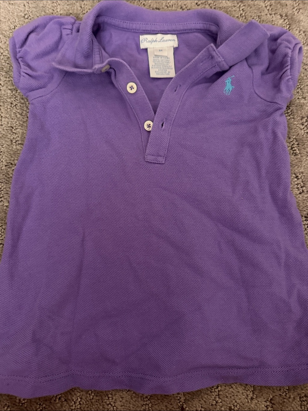 Ralph Lauren Girls' Lilac Polo Shirt with Aqua Pony